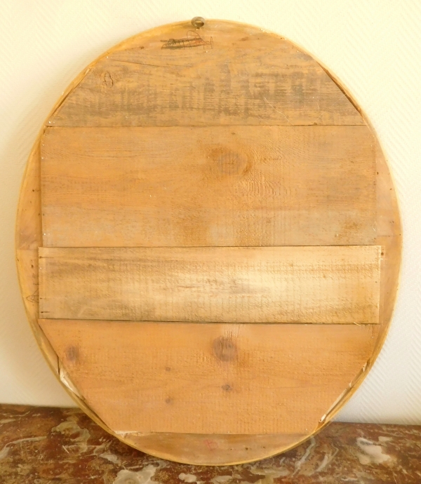 19th century oval mirror, gold leaf gilt frame, mercury glass - 80cm x 67cm