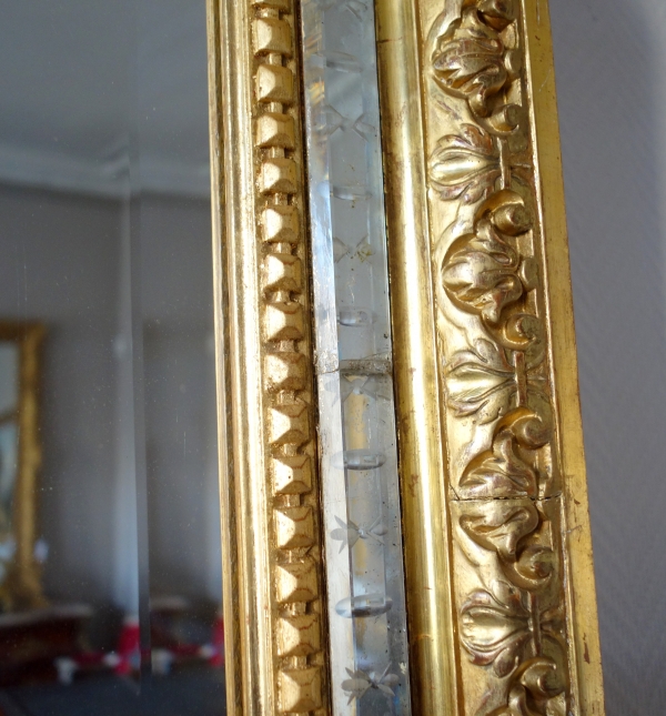 Miroir à parecloses d'époque Napoléon III en bois doré - 145cm x 85cm