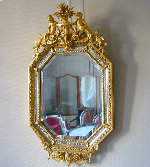 Gilt wood parecloses Mirror, Napoleon III Period 145cm x 85cm