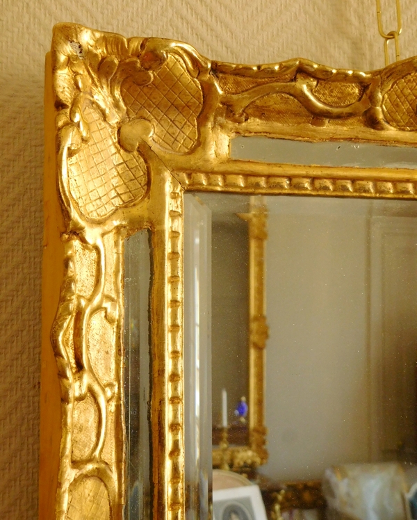 Miroir à pare-closes en bois doré, glace au mercure, époque Louis XIV Régence 48cm x 56cm