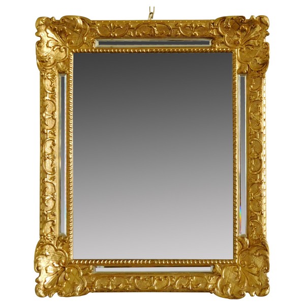 Miroir à pare-closes en bois doré d'époque Louis XIV, glace au mercure