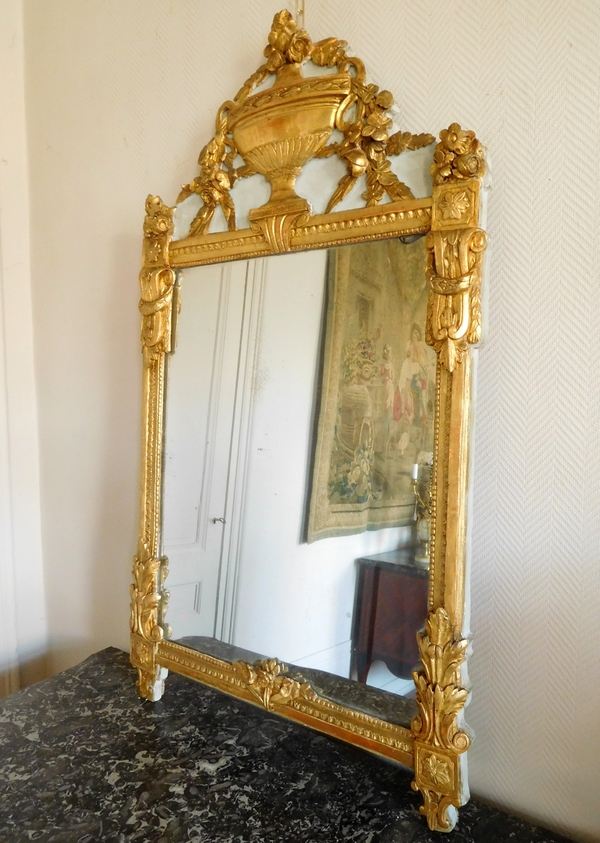 Tall Louis XVI gilt wood mirror, mercury glass - France circa 1780