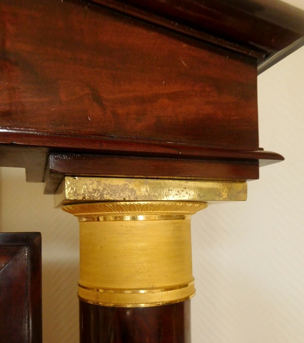 Miroir psyché en acajou et bronze doré au mercure, glace au mercure, époque Empire début XIXe