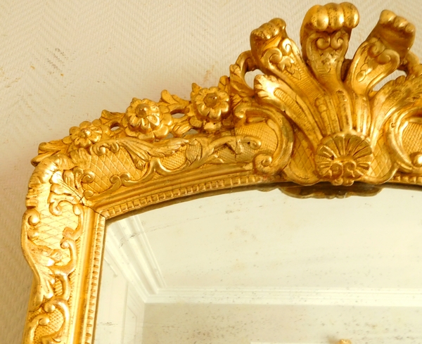 Miroir en bois doré d'époque Louis XIV - Régence - dorure à la feuille d'or - 75cm x 57cm