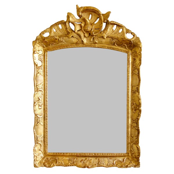 Miroir en bois doré d'époque Régence, glace au mercure - 95cm x 63,5cm