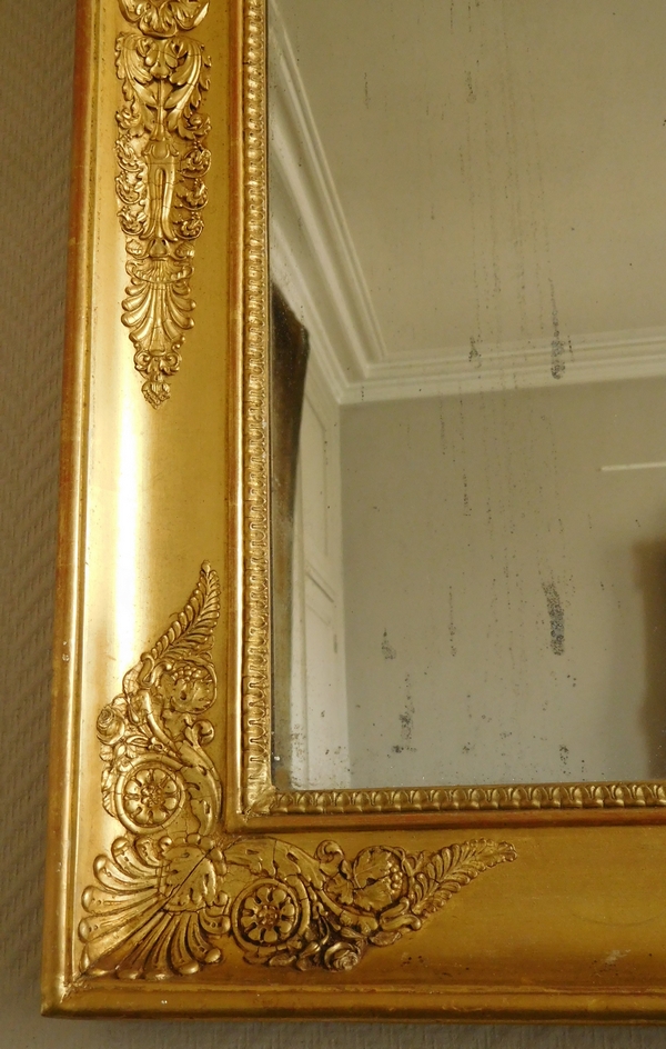 Miroir d'époque Empire Restauration en bois doré, glace au mercure - 67cm x 88cm