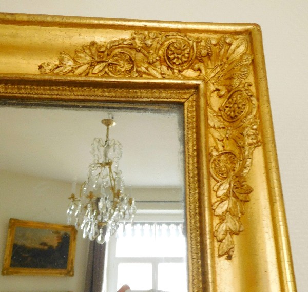 Miroir Empire, glace au mercure, cadre en bois doré à la feuille d'or - 60cm X 80,5cm