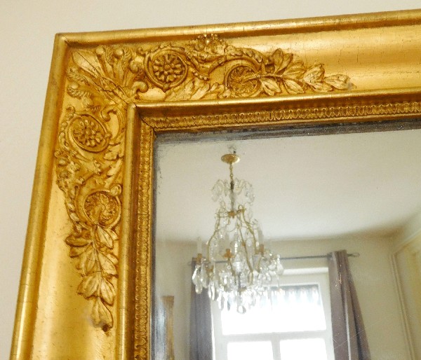 Miroir Empire, glace au mercure, cadre en bois doré à la feuille d'or - 60cm X 80,5cm