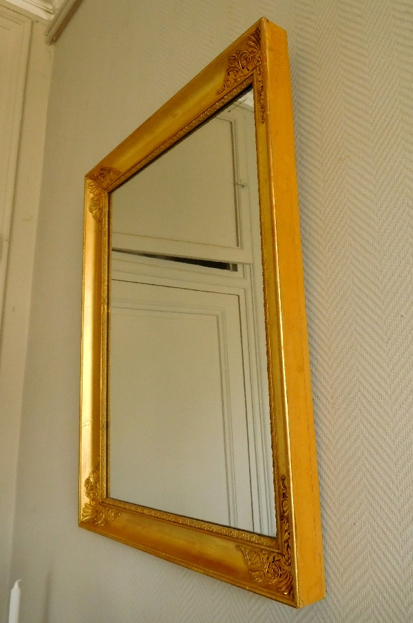 Miroir d'époque Empire Restauration en bois doré, glace au mercure - 67,5cm x 85,5cm