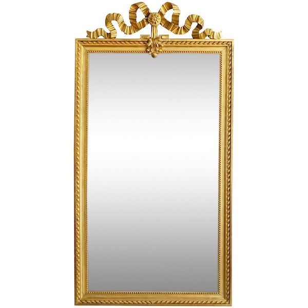 Miroir de cheminée / à suspendre, style Louis XVI, bois doré - 79cm x 150cm