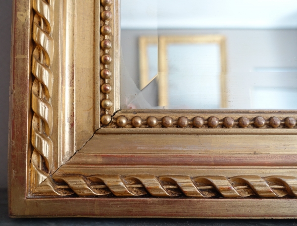 Louis XVI style gold leaf gilt wood mirror - 79cm x 150cm