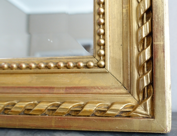 Louis XVI style gold leaf gilt wood mirror - 79cm x 150cm