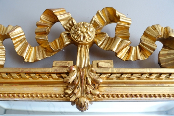 Louis XVI style gold leaf gilt wood mirror - 79cm x 150cm