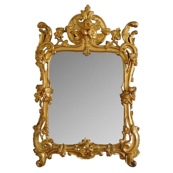 Miroir en bois doré, glace au mercure, travail Provencal d'époque Louis XV - Transition