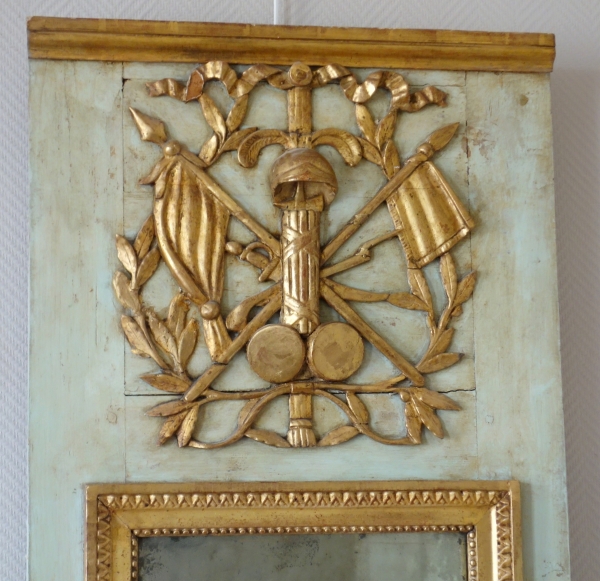 Louis XVI lacquered and gilt wood pier glass, mercury mirror, 18th century