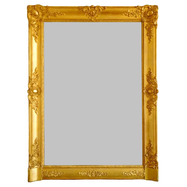 Miroir de cheminée style Louis XV époque XIXe siècle - dorure à la feuille d'or, glace au mercure