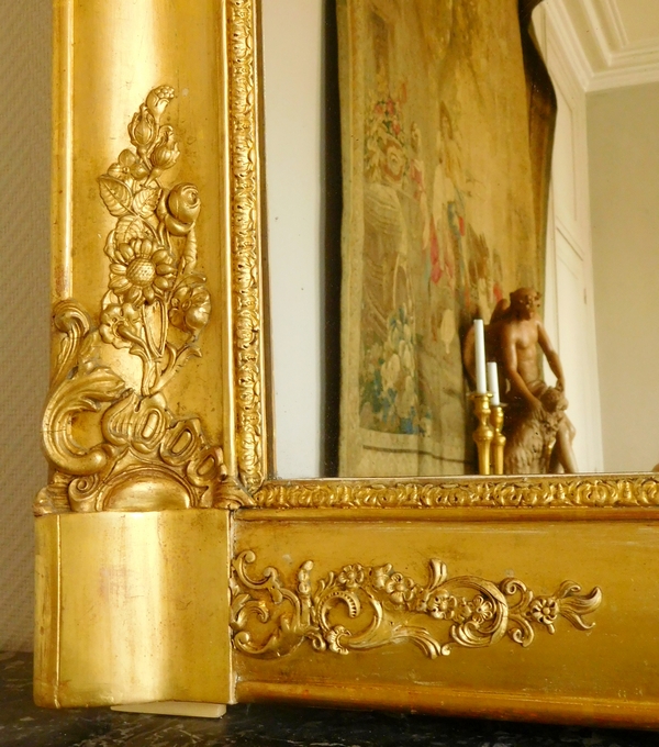 Louis XV style mirror, mid 19th century, gold leaf gilt wood frame, mercury glass