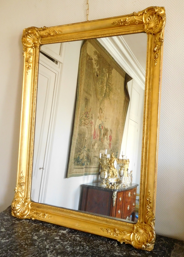 Tall Louis XV style mercury mirror, gilt wood frame - mid 19th century