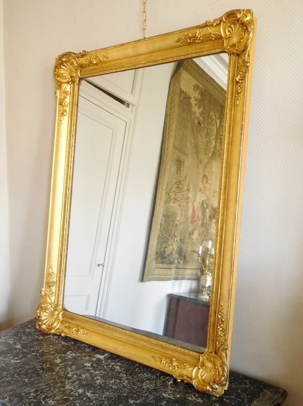 Tall Louis XV style mercury mirror, gilt wood frame - mid 19th century