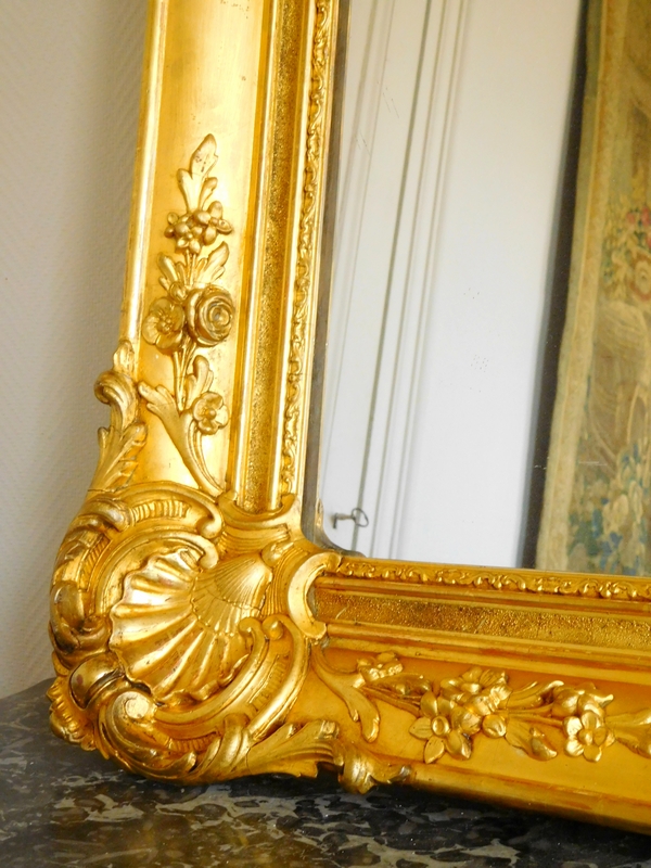 Tall Louis XV style mercury mirror, gilt wood frame - mid 19th century