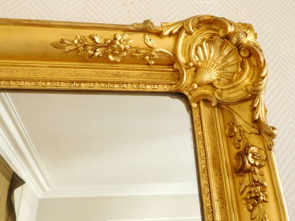 Tall Louis XV style mercury mirror, gilt wood frame - mid 19th century