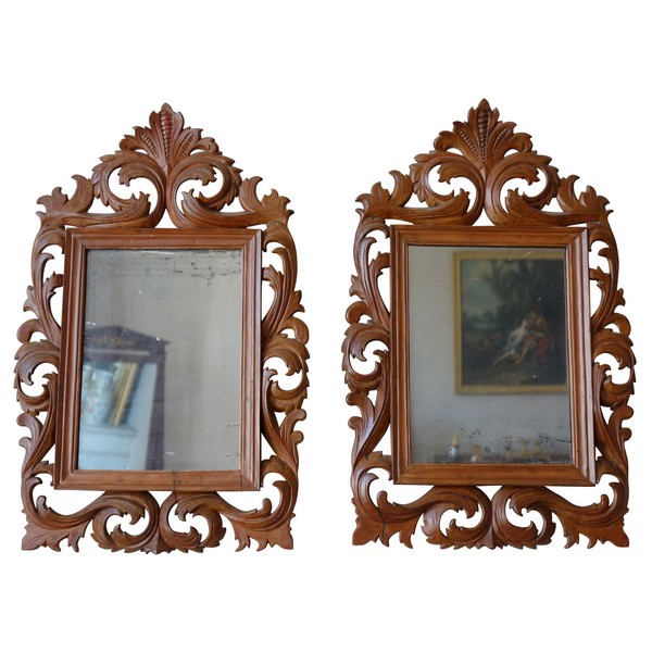 Paire de miroirs en bois de Bagard - fin XVIIe siècle époque Louis XIV