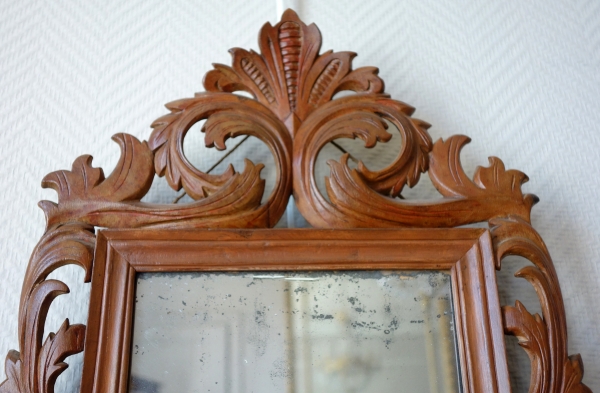 Pair of late 17th century sculpted Bagard wood frame, mercury mirror, Louis XIV period