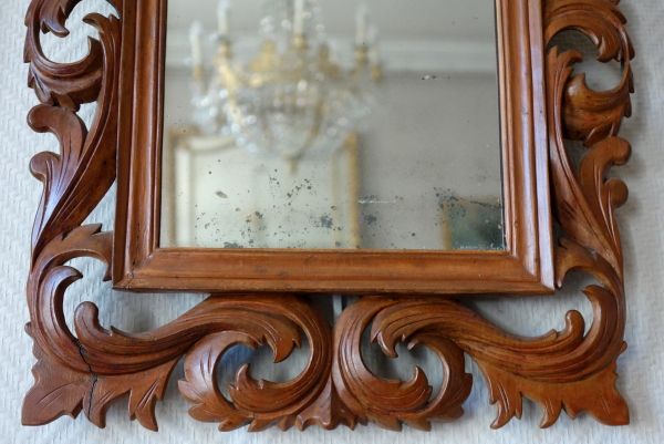 Pair of late 17th century sculpted Bagard wood frame, mercury mirror, Louis XIV period