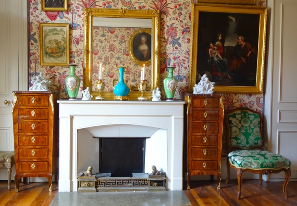 Petit Miroir de cheminée de style Louis XV en bois doré, époque Napoléon III - 108cm x 90cm