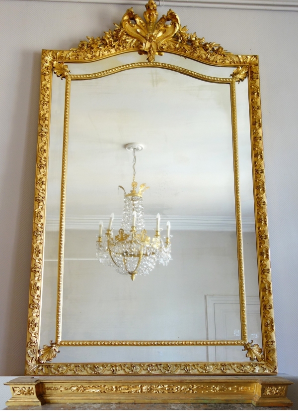 Napoleon III gilt wood mirror pedestal, 19th century - 144cm