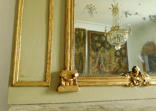 Louis XVI lacquered and gilt trumeau / pier glass, oil on canvas, late 18th century 134cm x 190cm