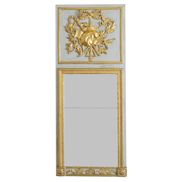 Louis XVI lacquered and gilt mirror, mercury glass - late 18th century circa 1780