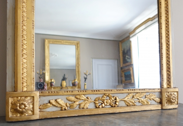 Louis XVI lacquered and gilt mirror, mercury glass - late 18th century circa 1780