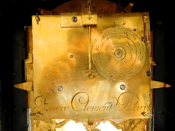 Pendule cartel d'époque Louis XIV par Fiacre Clement en marqueterie Boulle