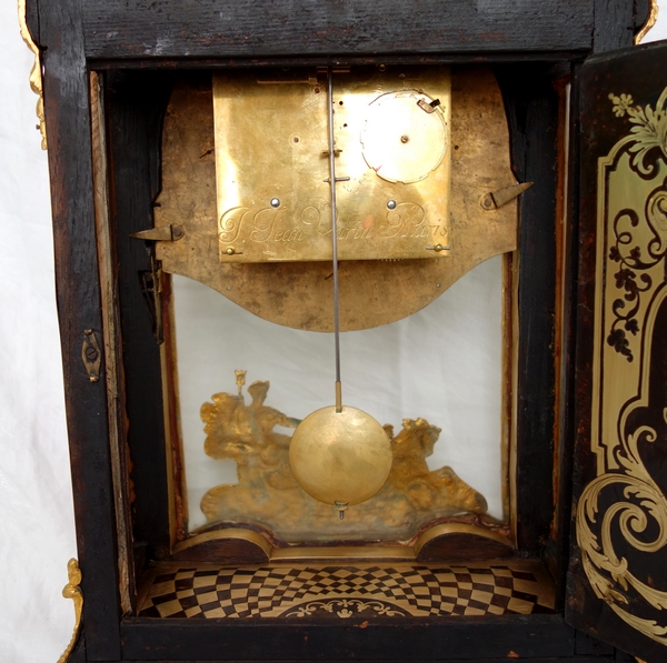 Pendule cartel et sa console d'époque Louis XIV par Jean Varin en marqueterie Boulle