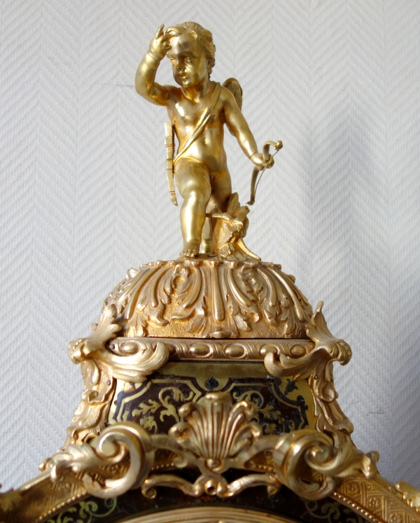 Grand cartel d'époque Régence en marqueterie Boulle par Josué Panier à Paris - 96cm - vers 1745