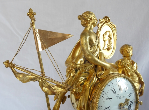 Pendule de l'allégorie du commerce maritime en bronze doré - époque Louis XVI vers 1775