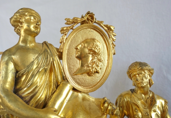 Pendule de l'allégorie du commerce maritime en bronze doré - époque Louis XVI vers 1775