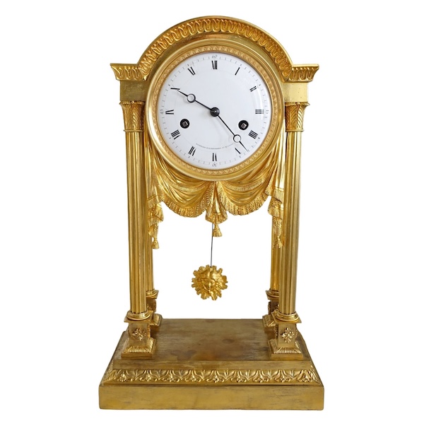Empire ormolu portico shaped clock - early 19th century circa 1805