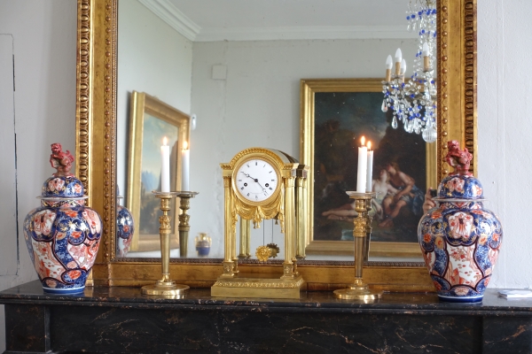 Empire ormolu portico shaped clock - early 19th century circa 1805