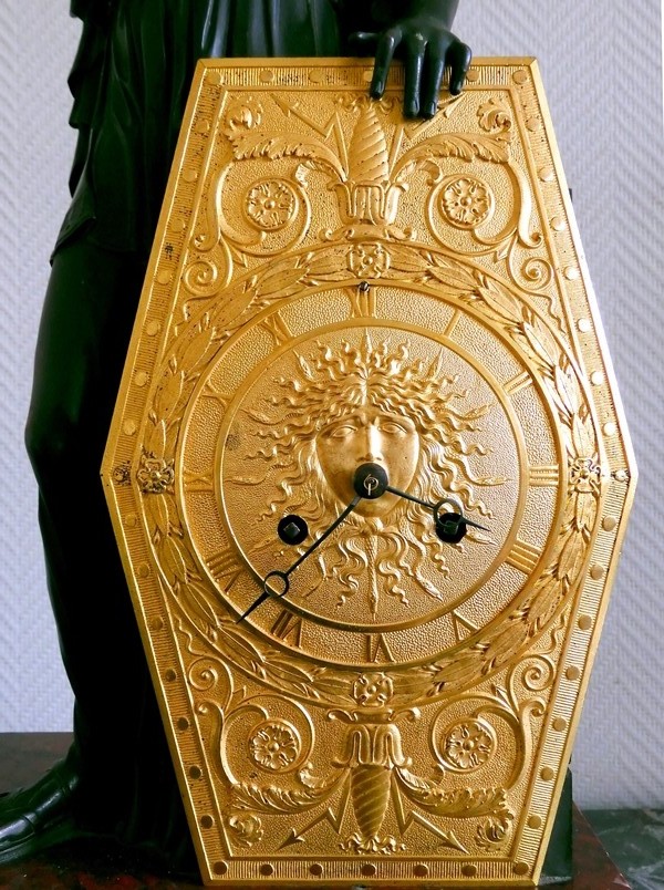 Gerard-Jean Galle : spectacular Empire ormolu and marble clock showing Pallas Athena circa 1820