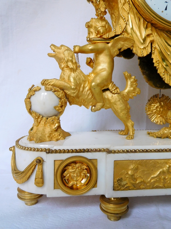 Large Louis XVI ormolu and marble clock, model of Prince Eugène - La Malmaison