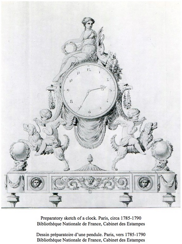 Pendule de cheminée d'époque Louis XVI, bronze doré & marbre, modèle du Prince Eugène à La Malmaison