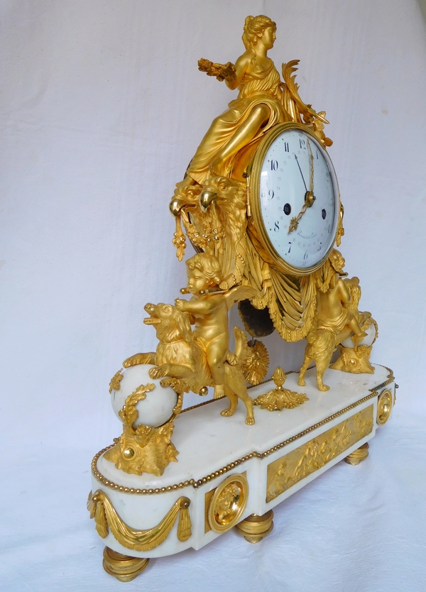 Large Louis XVI ormolu and marble clock, model of Prince Eugène - La Malmaison