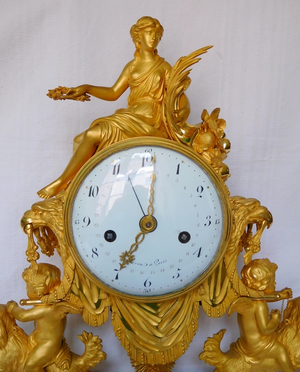 Large Louis XVI ormolu and marble clock, model of Prince Eugène - La Malmaison