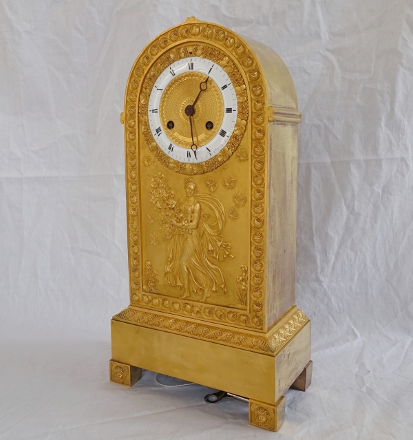 Empire ormolu clock, allegory of spring - 35.5cm