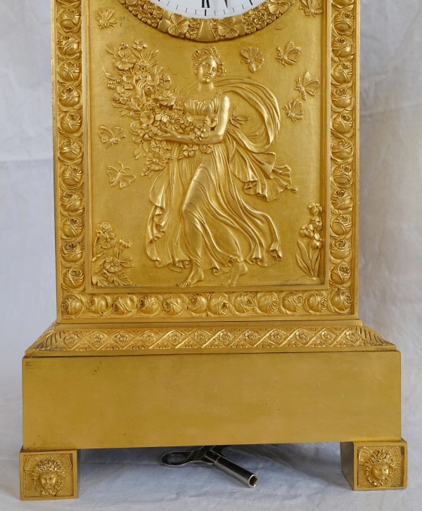 Empire ormolu clock, allegory of spring - 35.5cm