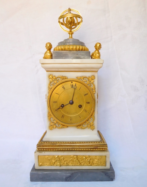 French Consulate marble and ormolu clock, early 19th century - circa 1800