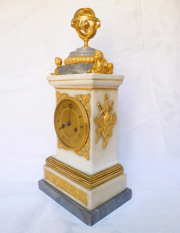 French Consulate marble and ormolu clock, early 19th century - circa 1800