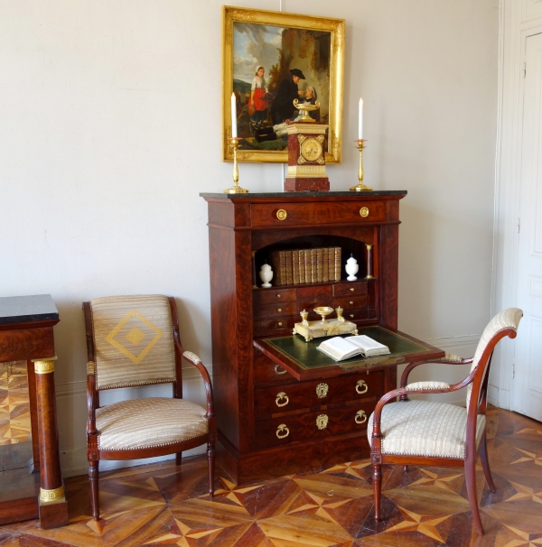 Tall ormolu and red marble Empire clock, early 19th century circa 1815-1820